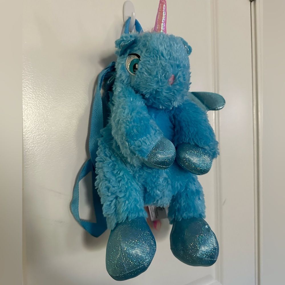 NWOT Critter Collection Blue Unicorn Plush 16" Backpack